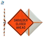 Roll Up Sign & Stand - 48 Inch Reflective Shoulder Closed Ahead Roll Up Traffic Sign